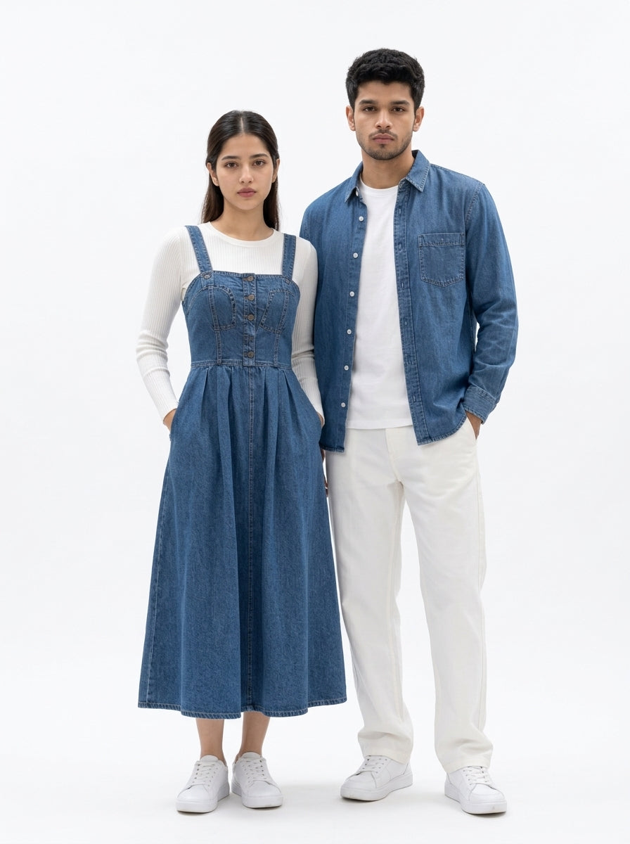 Classic Denim 4-Piece Matching Couple Set - Editorial Hero Studio Shot