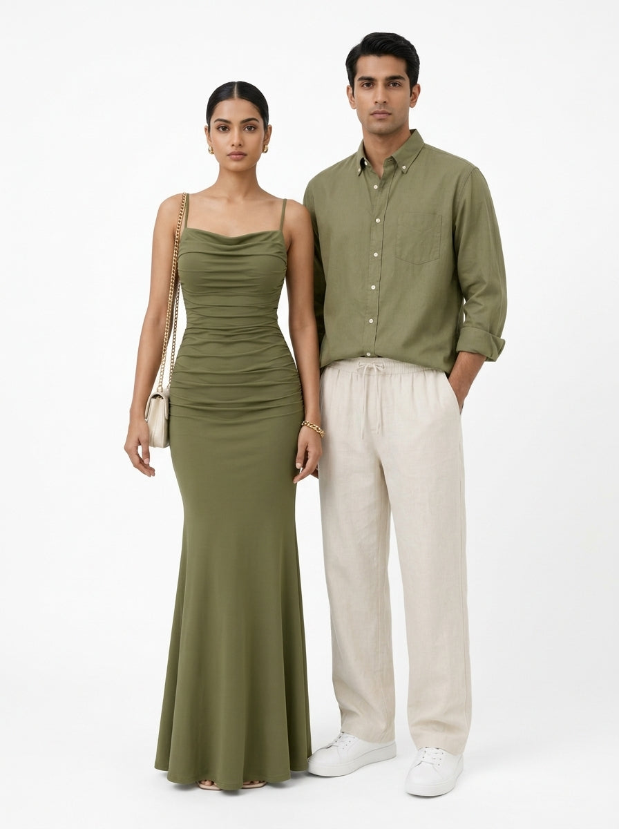 Duoofits Olive Serenity Couple Matching Set - Editorial Hero Shot